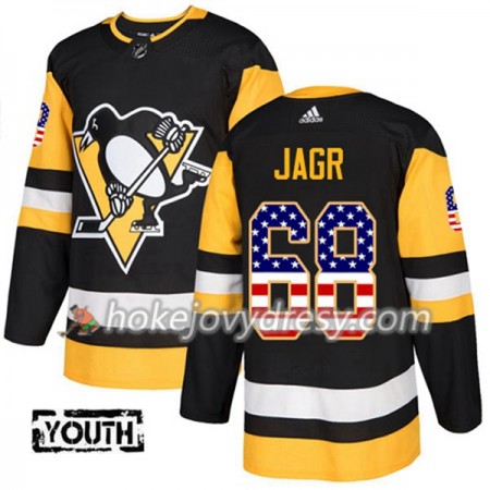 Dětské Hokejový Dres Pittsburgh Penguins Jaromir Jagr 68 2017-2018 USA Flag Fashion Černá Adidas Authentic